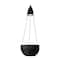 Glitzhome® 30" Solar Lighted Black Plastic Hanging Planter